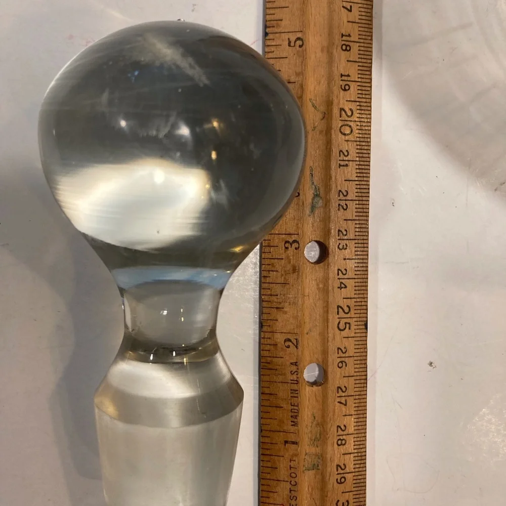 Bulbous Wine Decanter Stripes Bulbous Stopper Crystal Heavy Wide Base No Chips